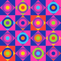 GEOMETRIC CIRCLE TILES Grid - Disco Revival tapete