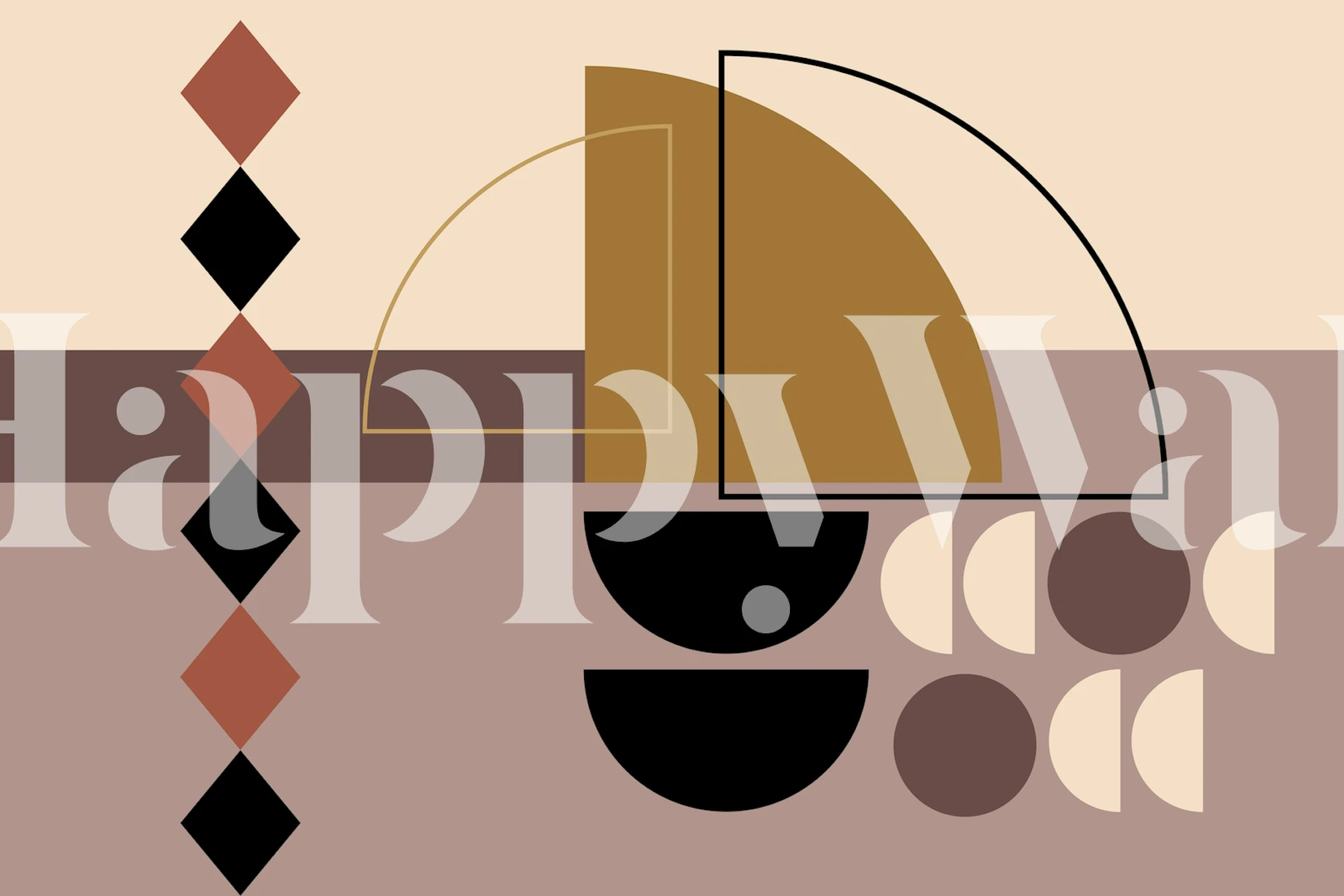 African Bauhaus Geometry wallpaper in a room