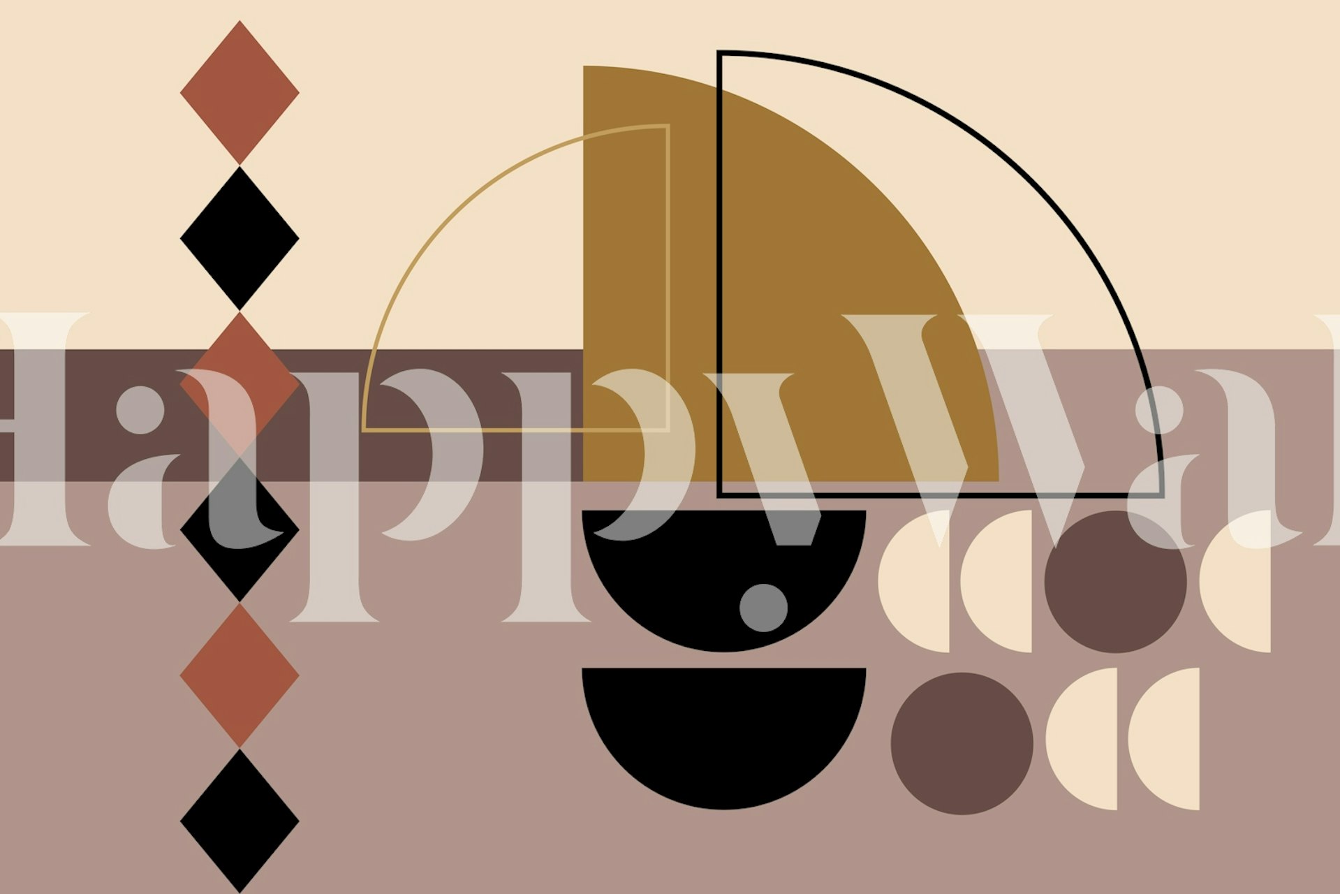 African Bauhaus Geometry wallpaper in a room