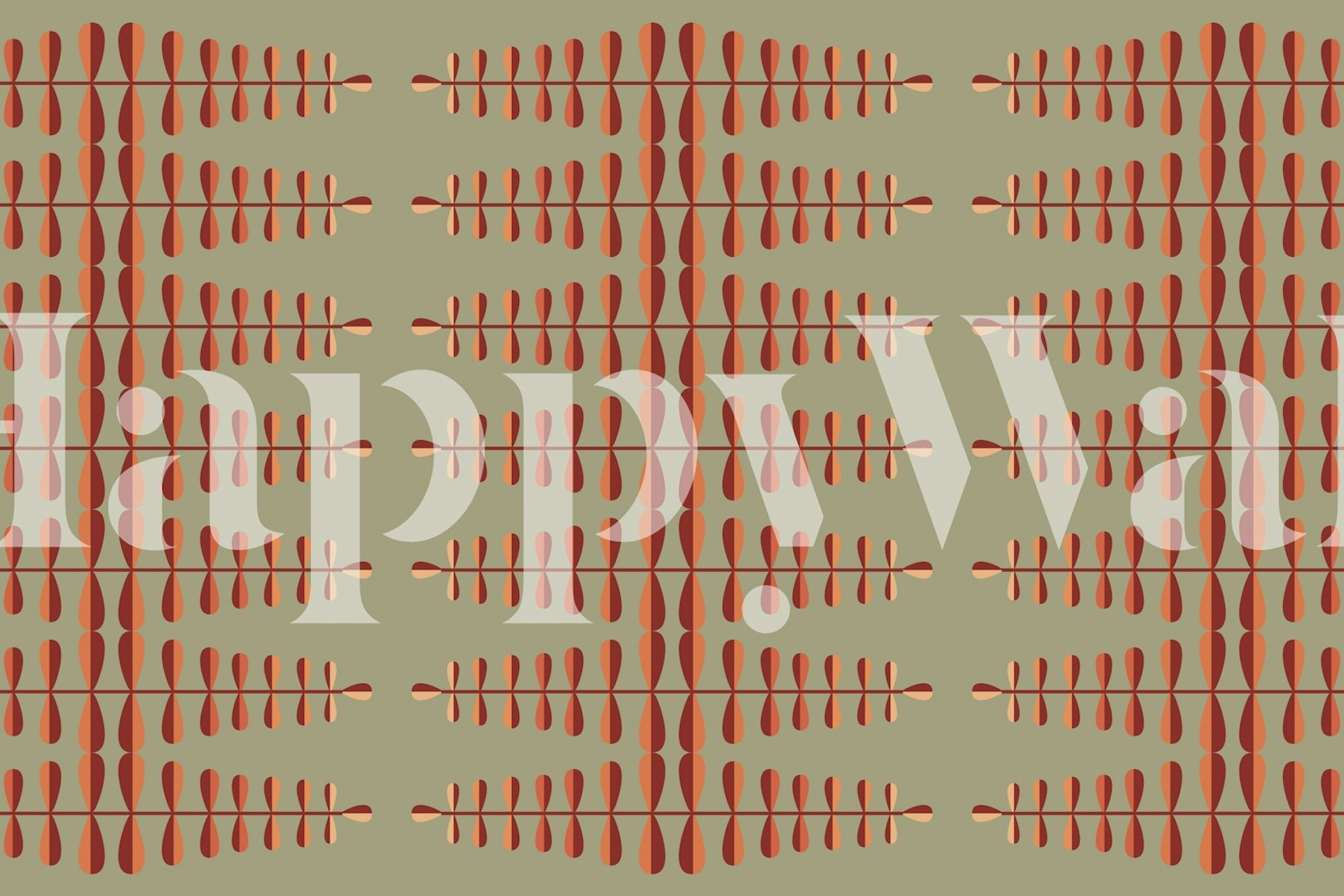 Fotomural con motivos geométricos de naturaleza orgánica abstracta en tonos tierra y rojos