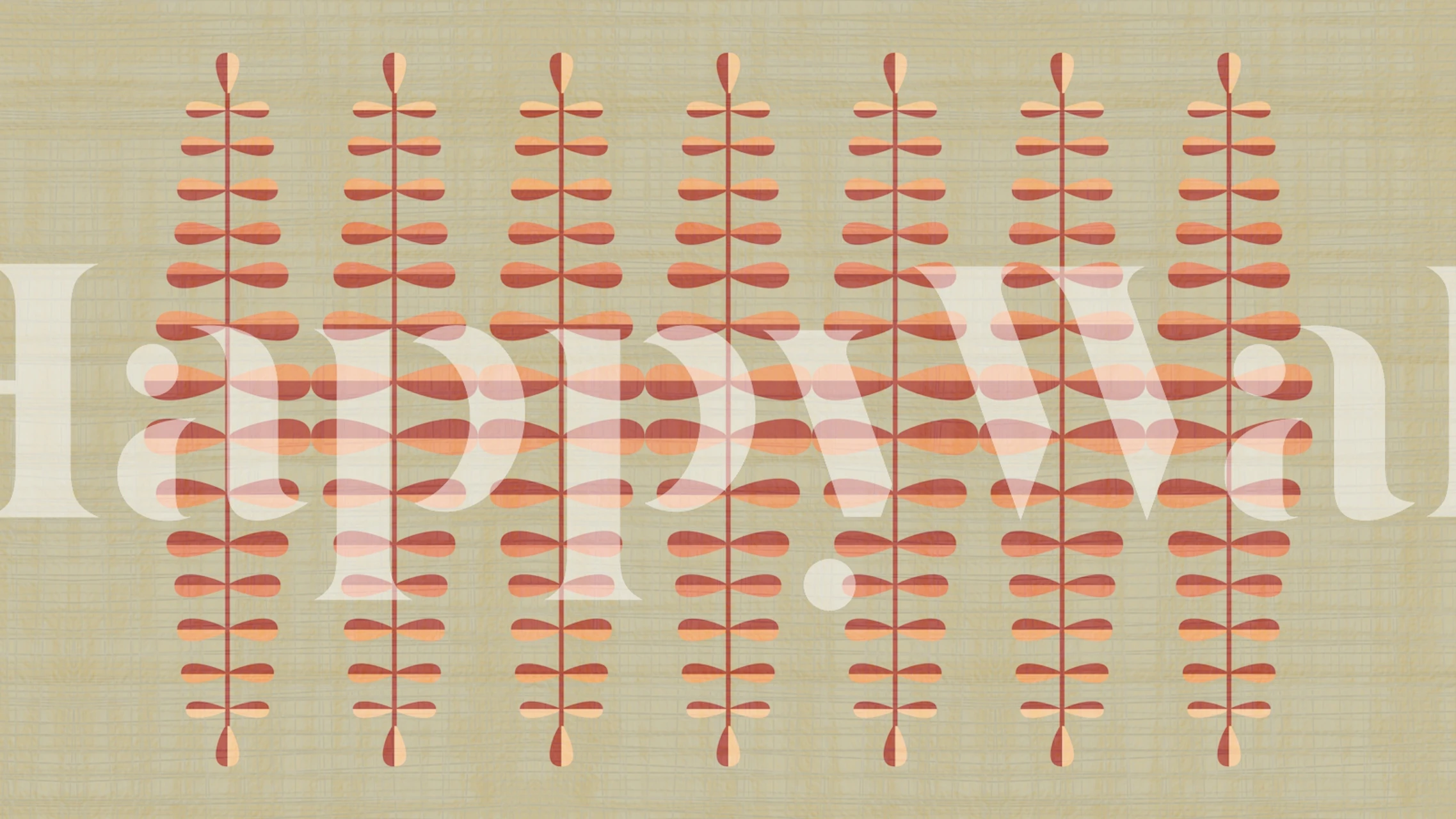 Geometric leaf patterns in warm peach and soft beige wallpaper