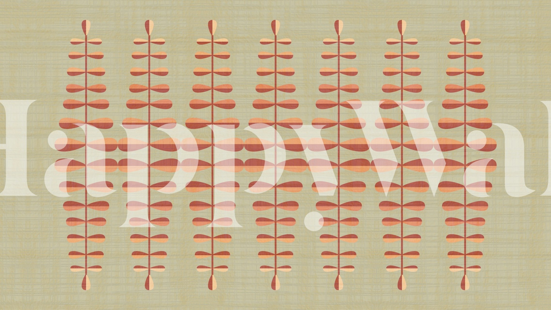 Geometric leaf patterns in warm peach and soft beige wallpaper