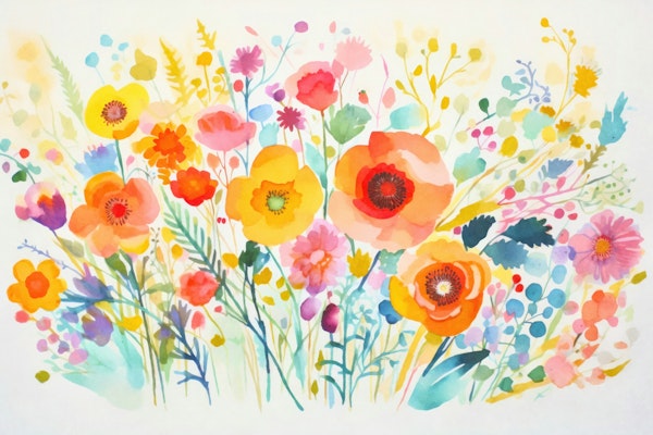 Summer Meadow Wildflower Watercolor Art