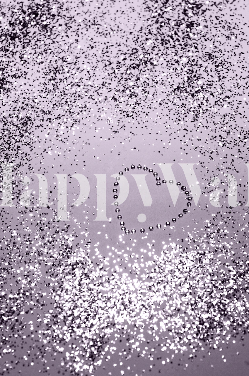Lavender glitter heart pattern on purple background wallpaper