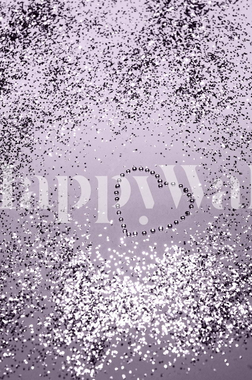 Lavender glitter heart pattern on purple background wallpaper