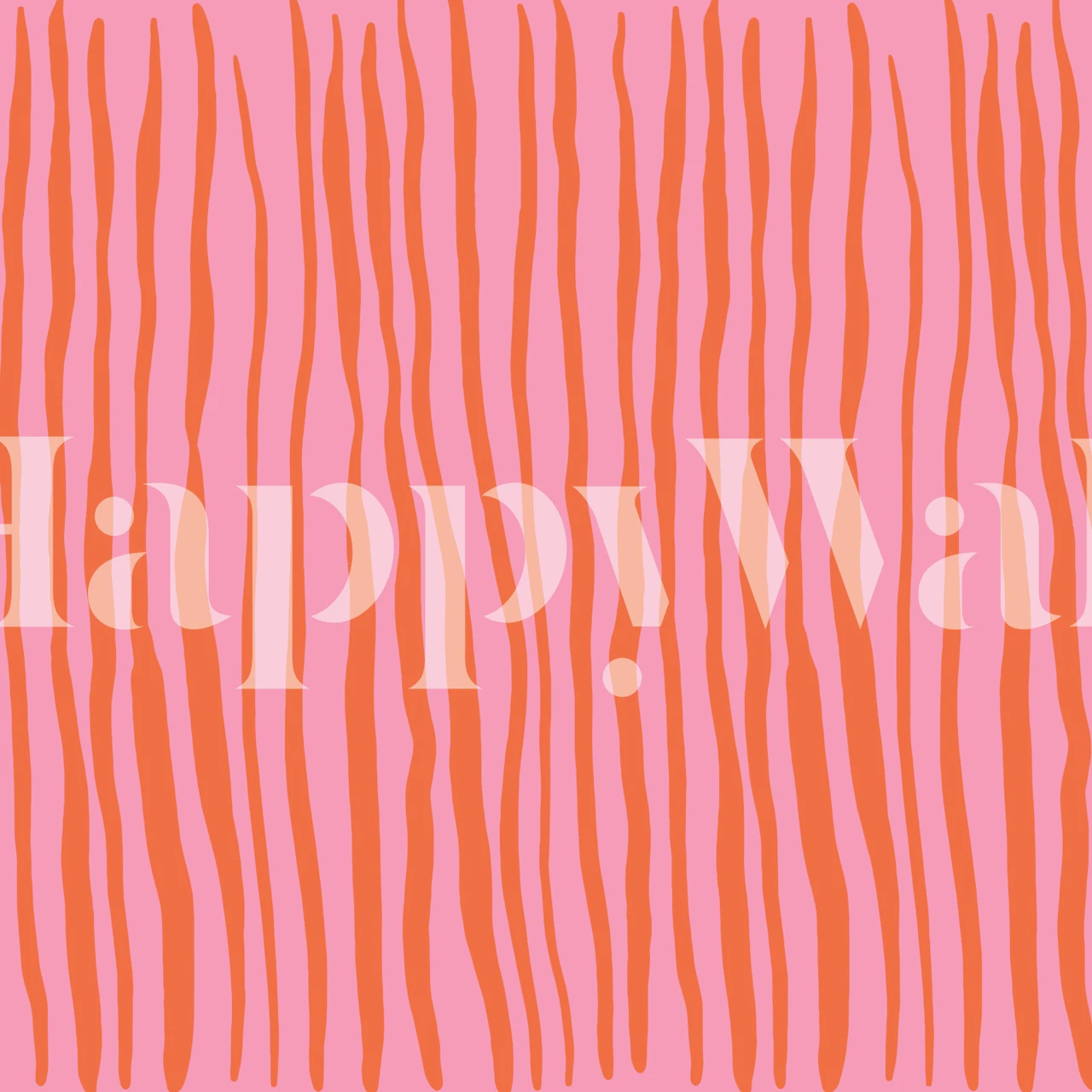 Orange and pink vertical lines wallpaper in a room