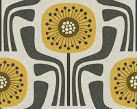 retro geometric flowers v1 - mustard, brown tapete