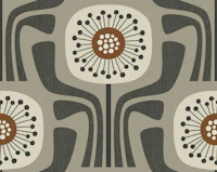 retro geometric flowers v1 - beige, brown wallpaper