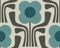 retro geometric flowers v2 - blue, brown tapete