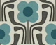 retro geometric flowers v2 - blue, brown
