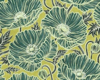 Fresh Wild Poppies in Lime and Green papiers peint