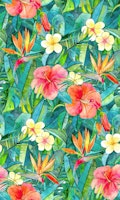 Classic Tropical Garden in Watercolors carta da parati