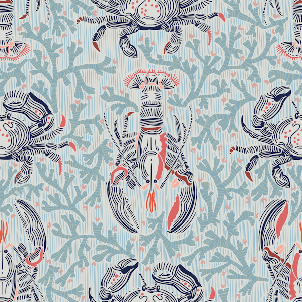 Lobster and crab coastal nostalgia mint