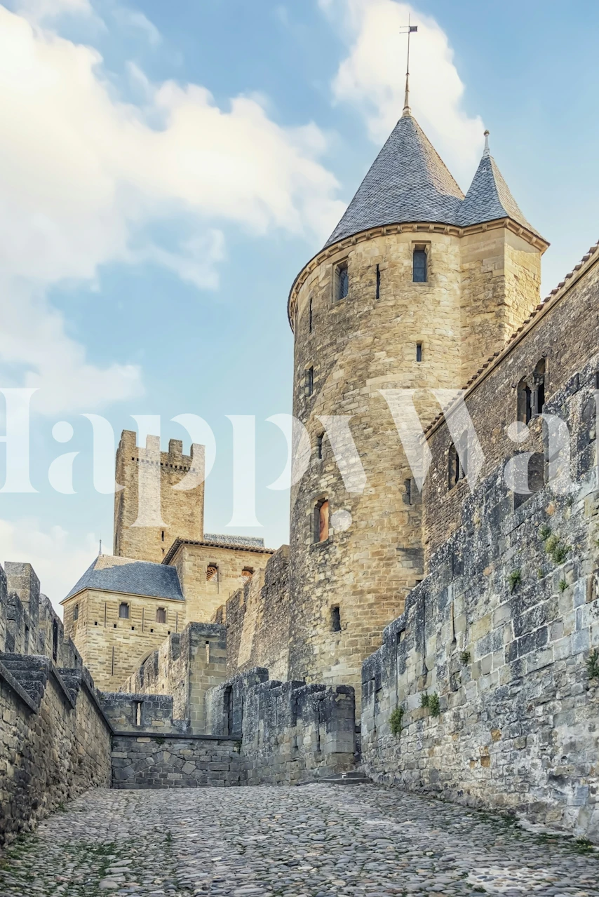 Medieval old town wallpaper design