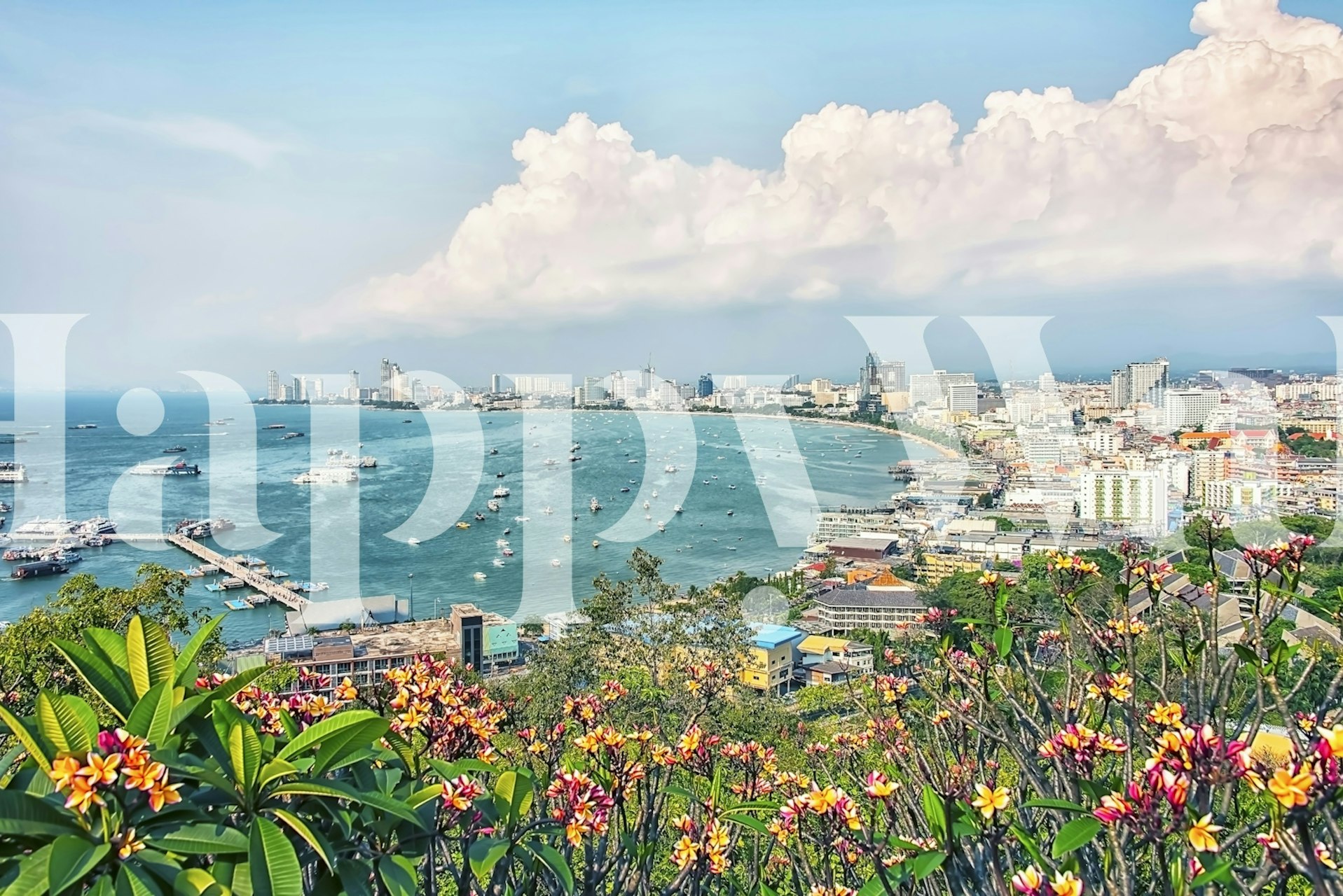 Σχεδίαση ταπετσαρίας Pattaya City σε ένα δωμάτιο