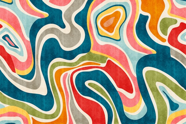 Dancing Colors- Retro Groovy Abstract