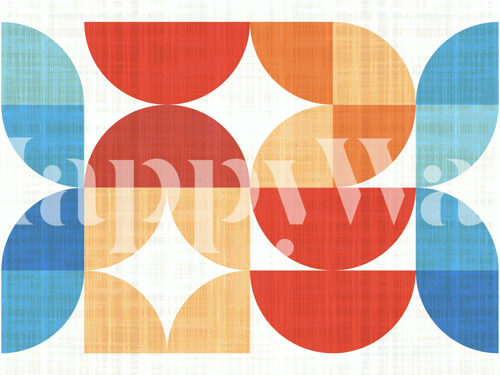 Mid-Century Modern Retro Geometry tapet i et rum