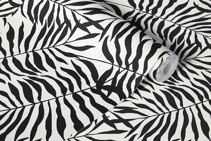 zebra leaves black and whitewallpaper roll