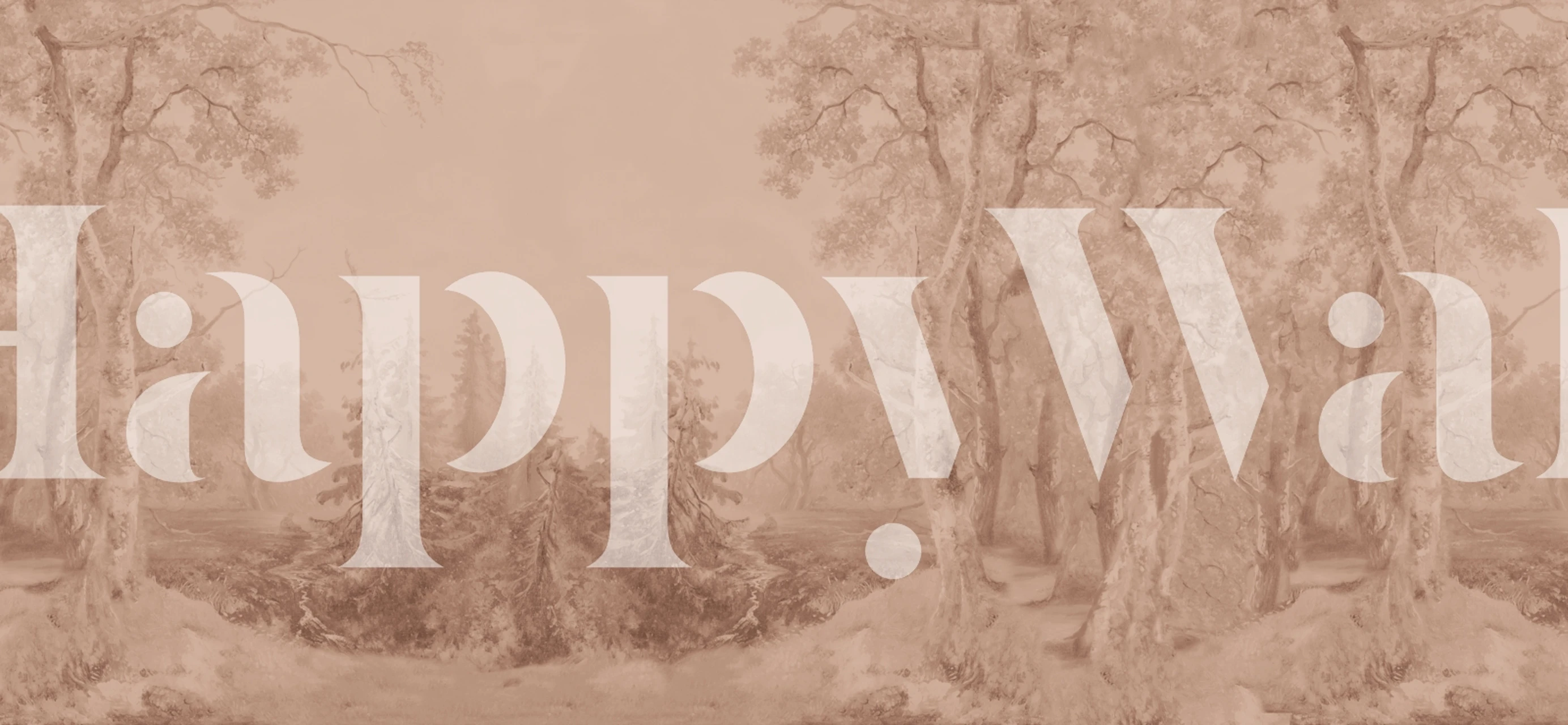 Forest landscape wallpaper in a room