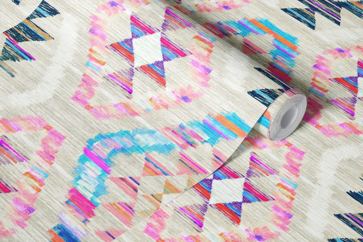 Woven Textured Pastel Kilim Print wallpaper roll