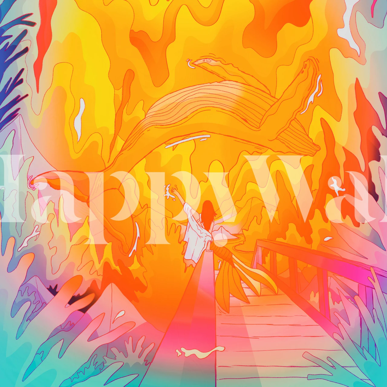 Ocean beach mermaid Tapete in einem bunten Raum