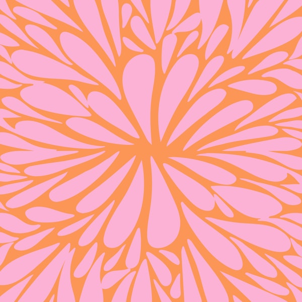 Abstract floral burst pattern orange and pink