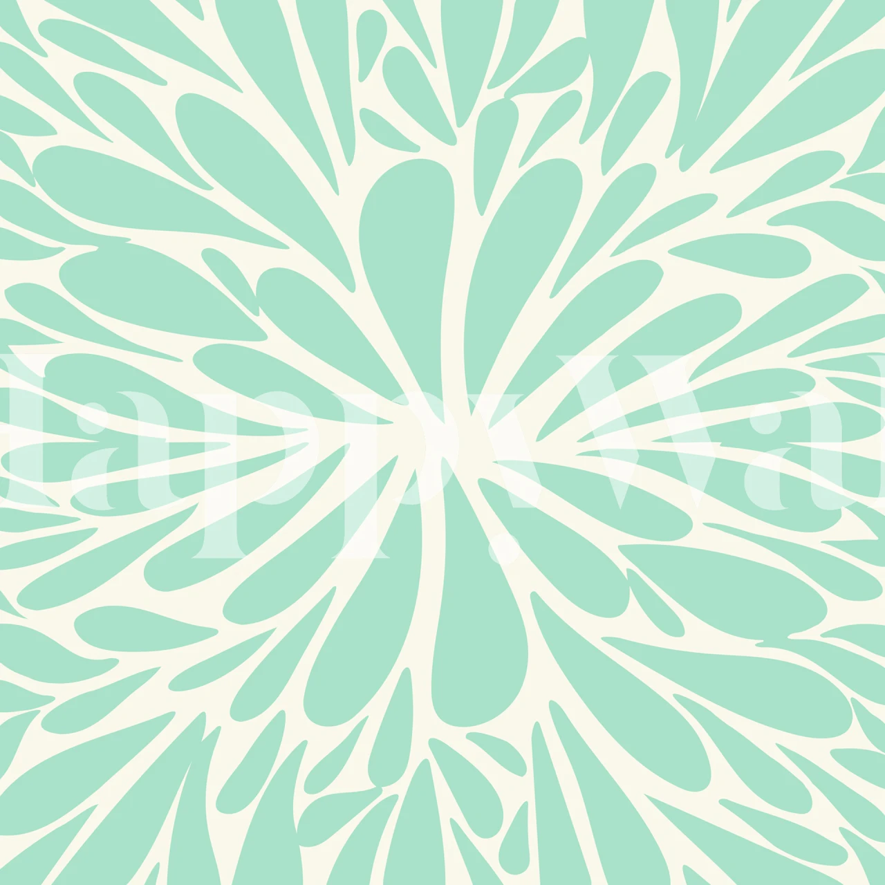 Aqua abstract floral burst wallpaper in a room