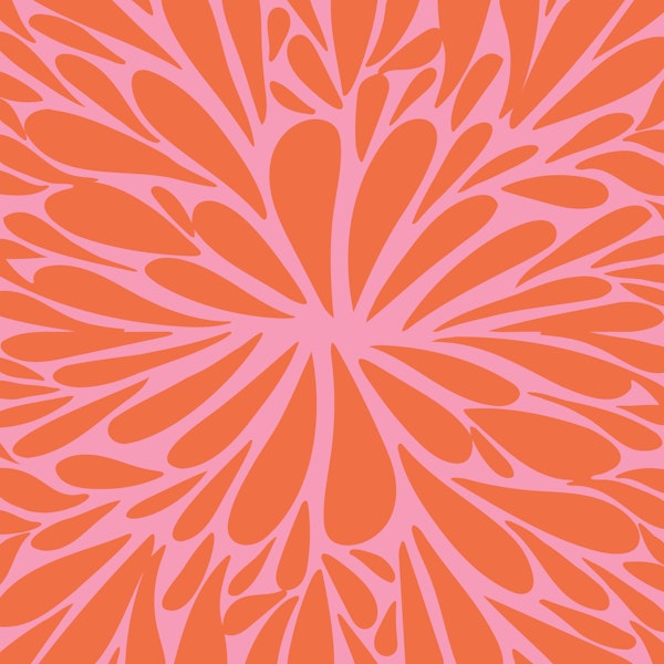 Abstract floral burst pattern pink and orange