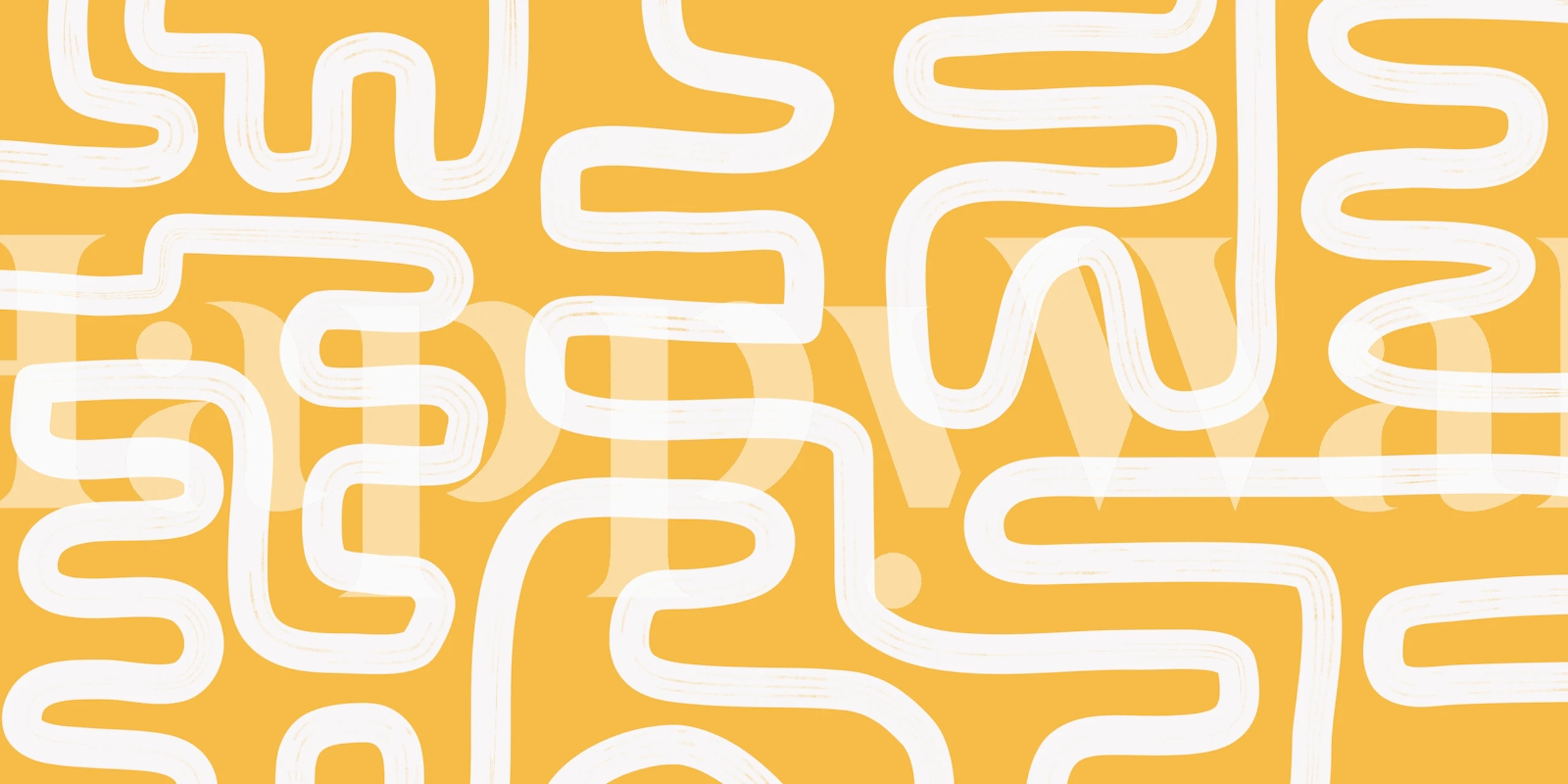 Abstract white line patterns on yellow background wallpaper