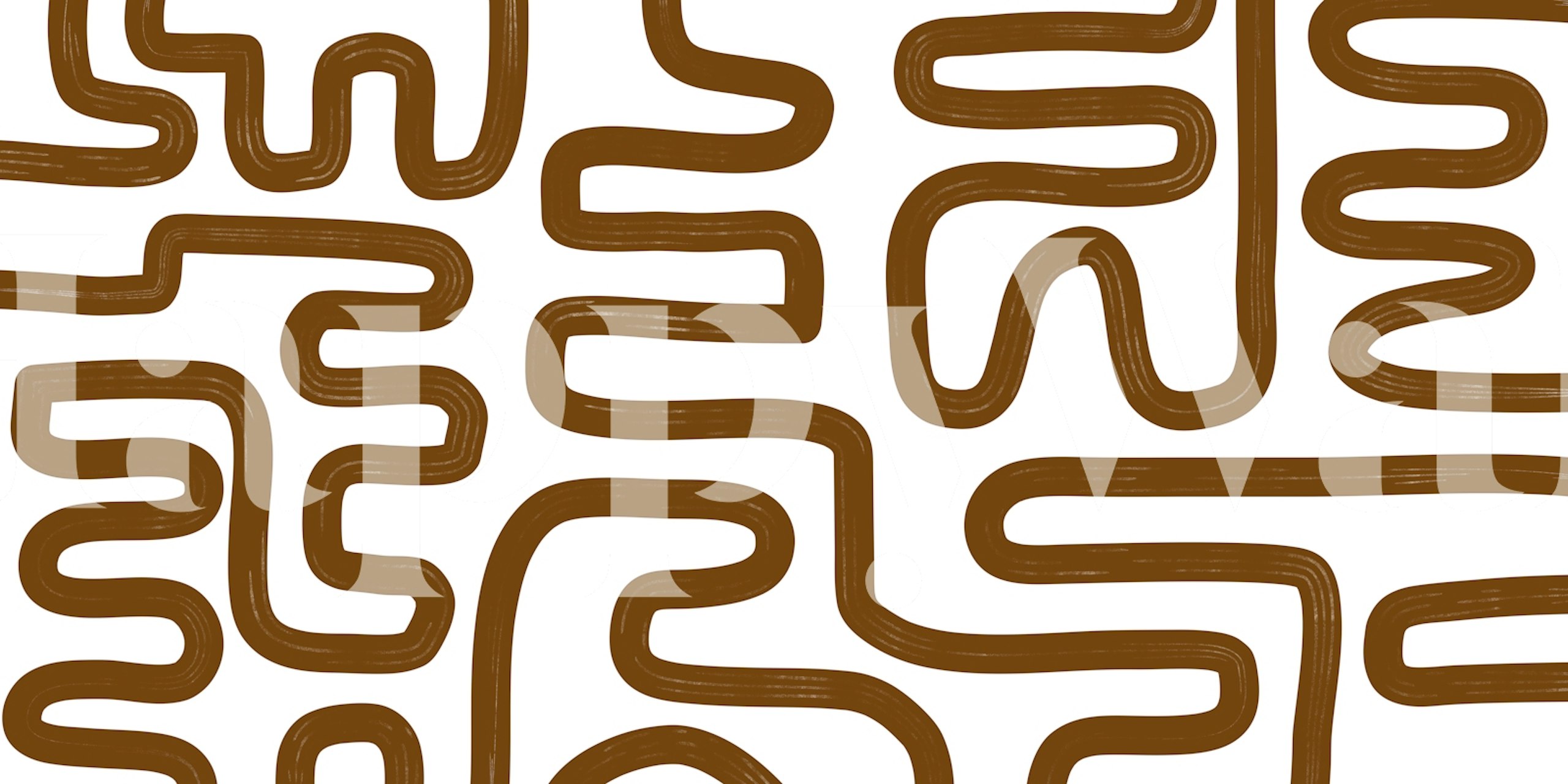Ταπετσαρία Abstract Line Brown σε ένα δωμάτιο