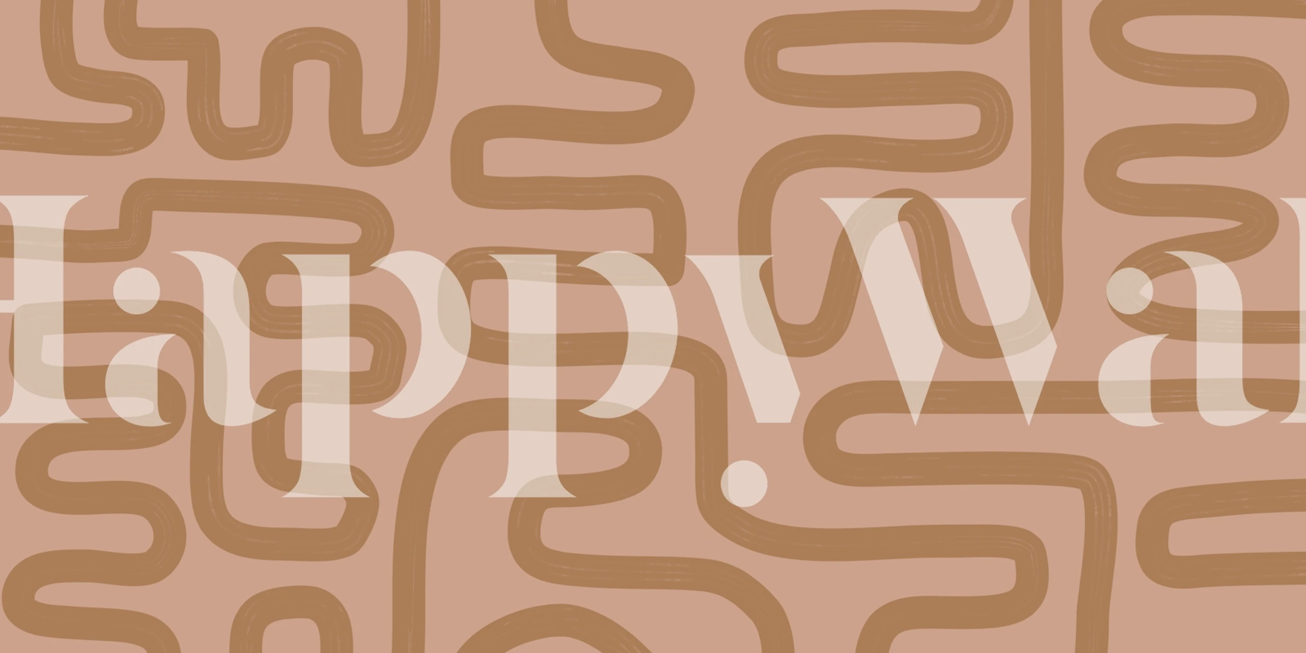 Mural de parede bege de linha abstrata com desenho de linhas entrelaçadas no Happywall