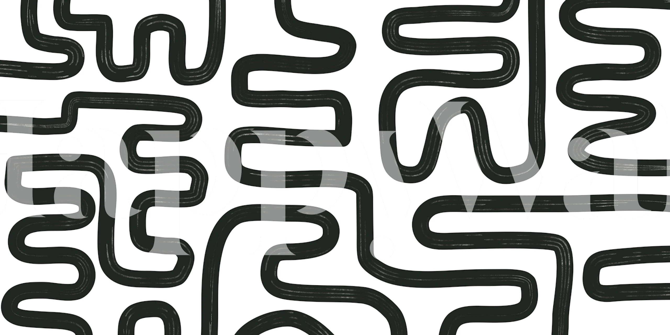 Abstract Line Black wallpaper in a room setting