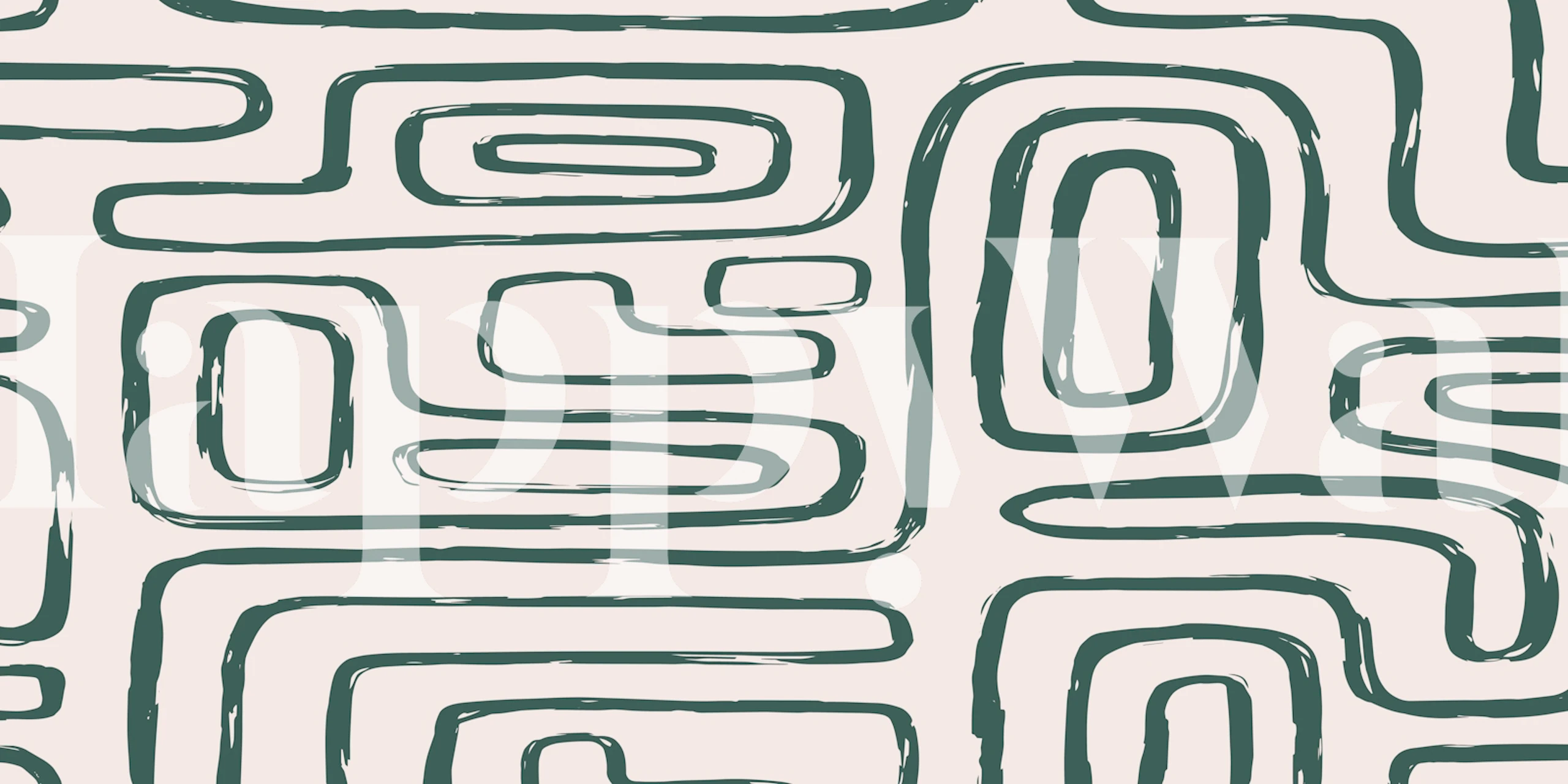 Abstract green stripes on a beige background wallpaper