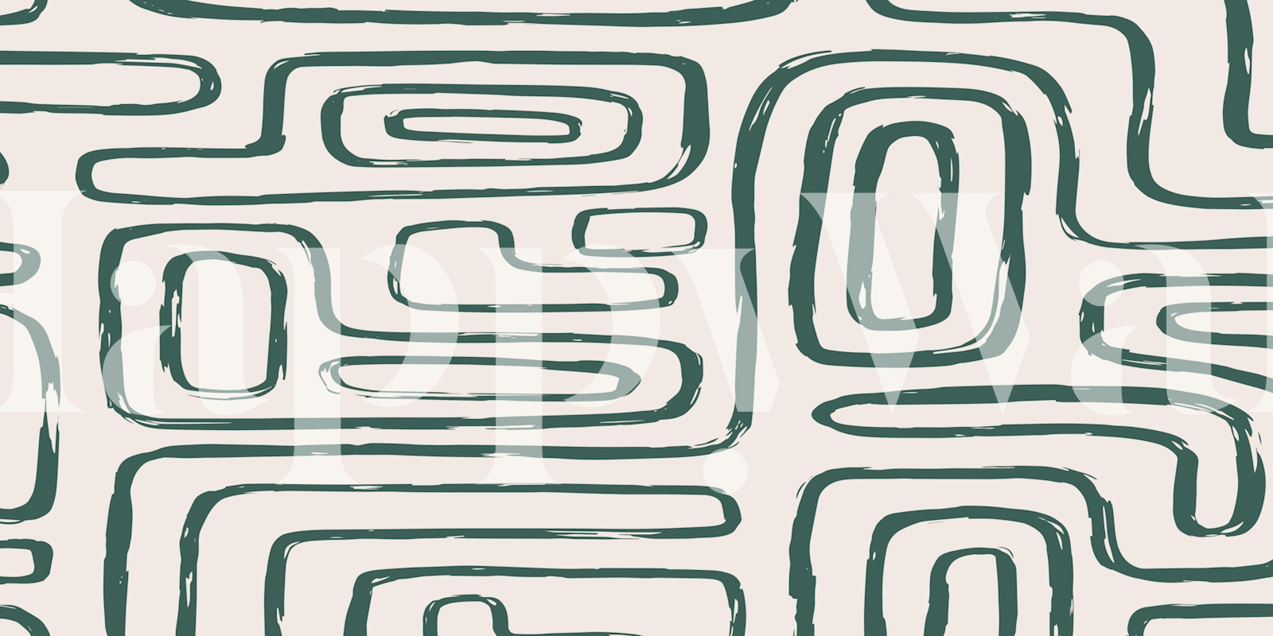 Abstract green stripes on a beige background wallpaper