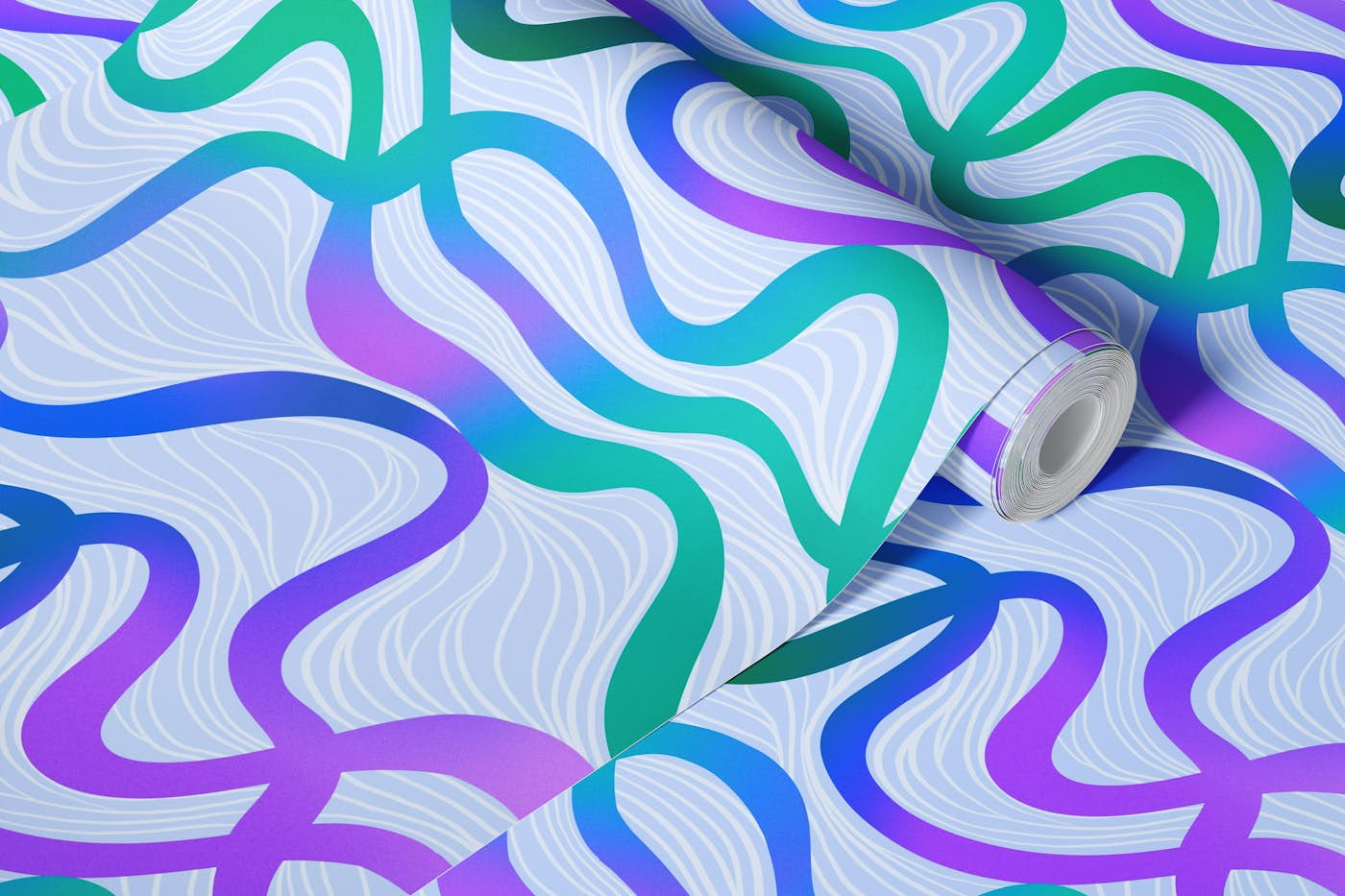 Gradient wavy lines wallpaper roll