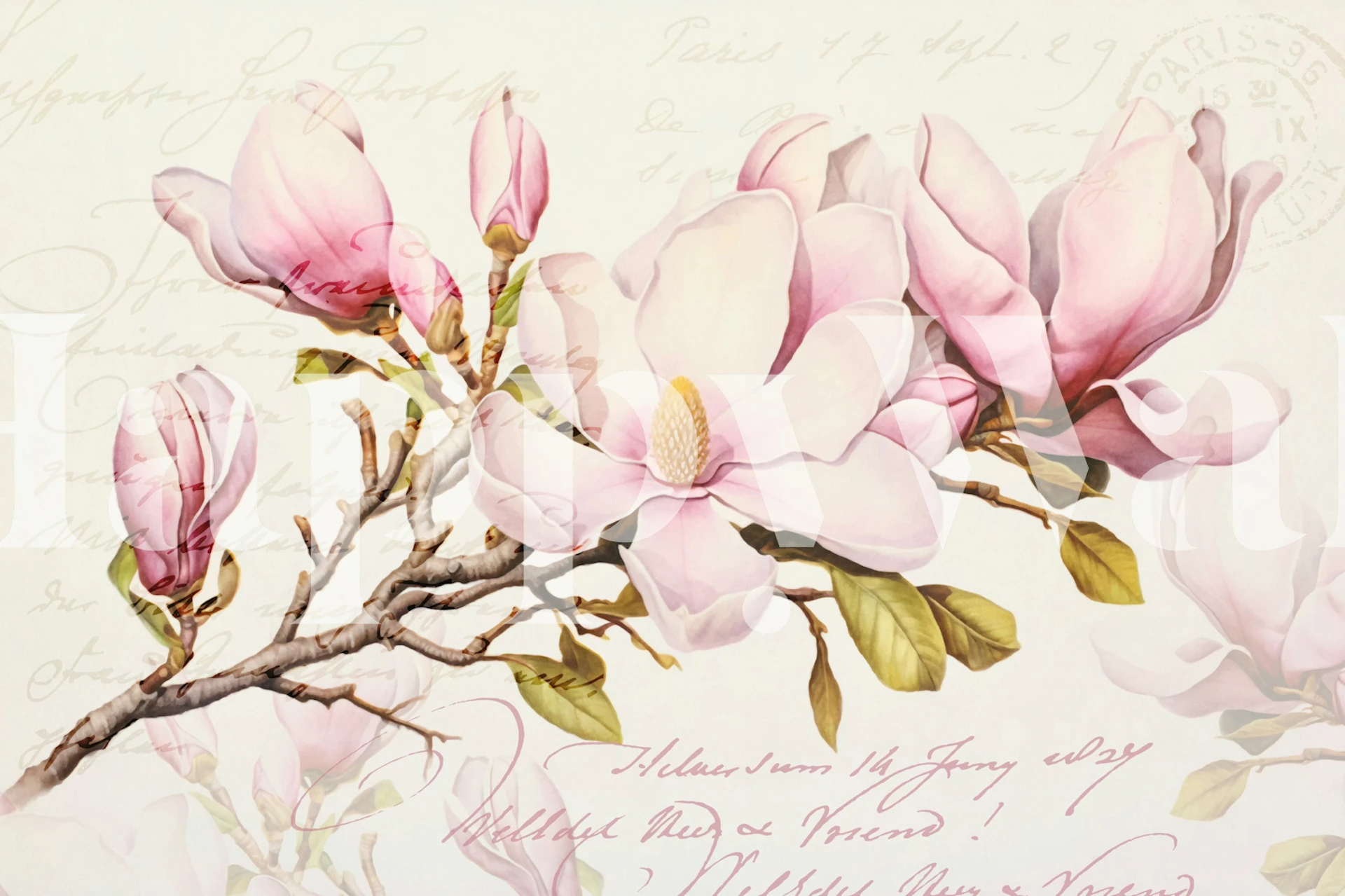 Magnolia wallpaper in a stylish room