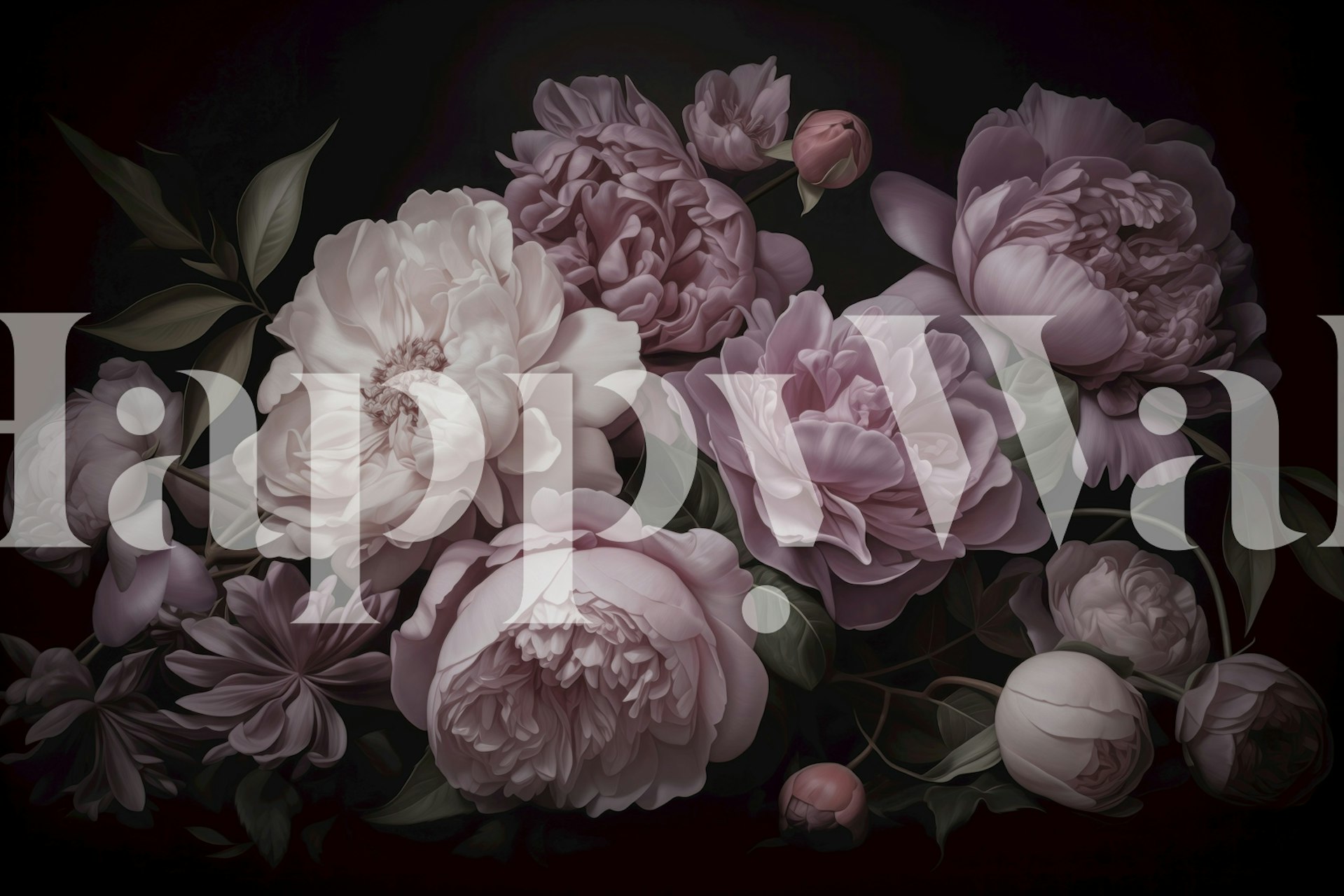 Papel de parede Opulent Peony Flower em um quarto aconchegante