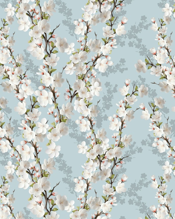 Cherry blossom on pale blue scale style 1