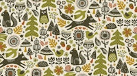 autumn forest - green, mustard wallpaper