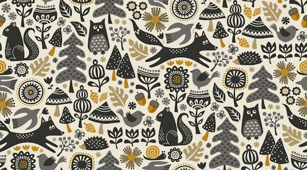 autumn forest - mustard, grey