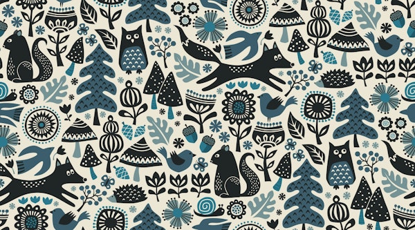 autumn forest - blue, teal