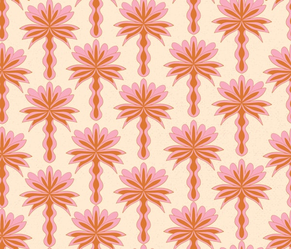 Pink and orange Boho summer palm trees light