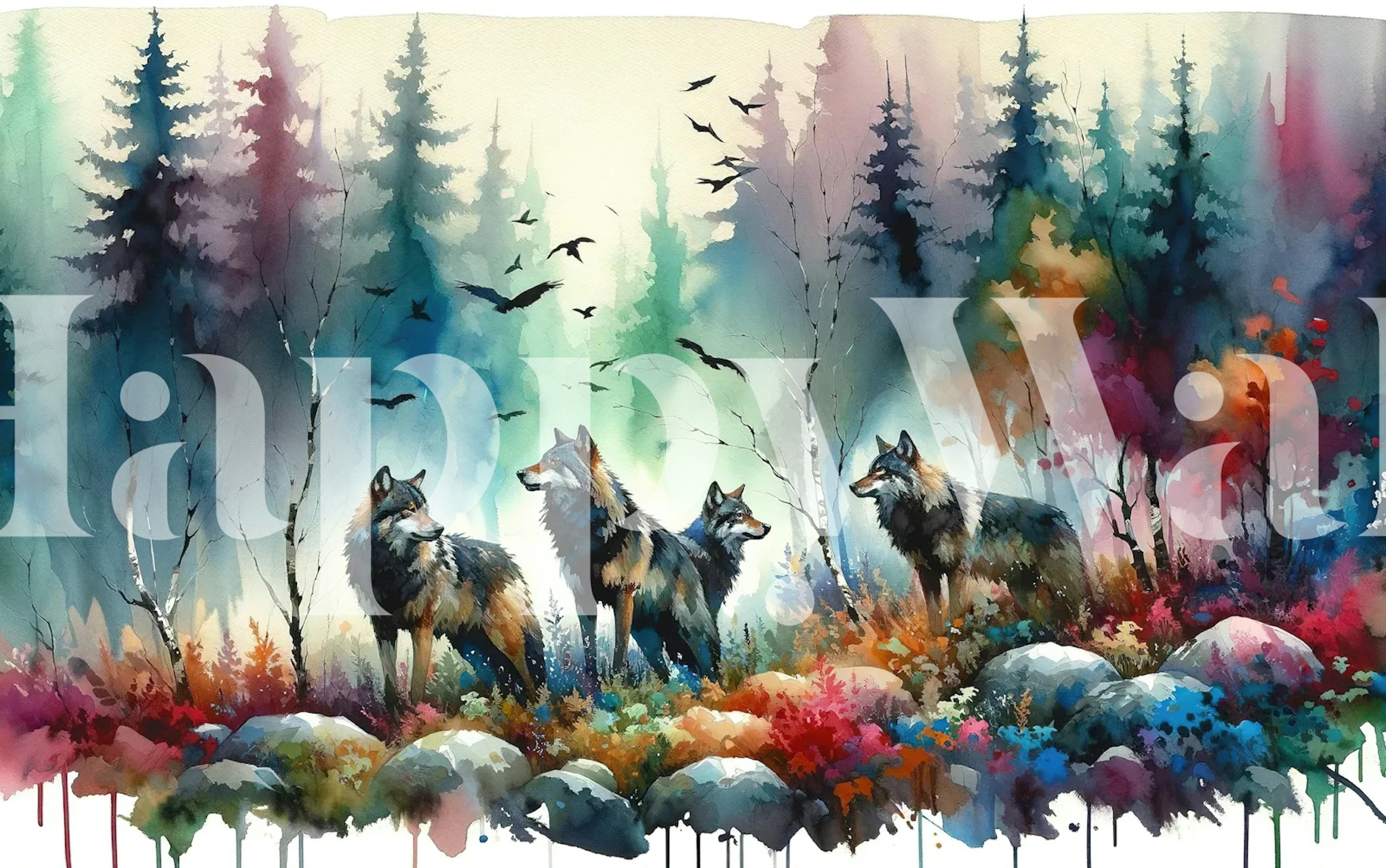 Wilderness Melody the Wolves tapetti huoneessa