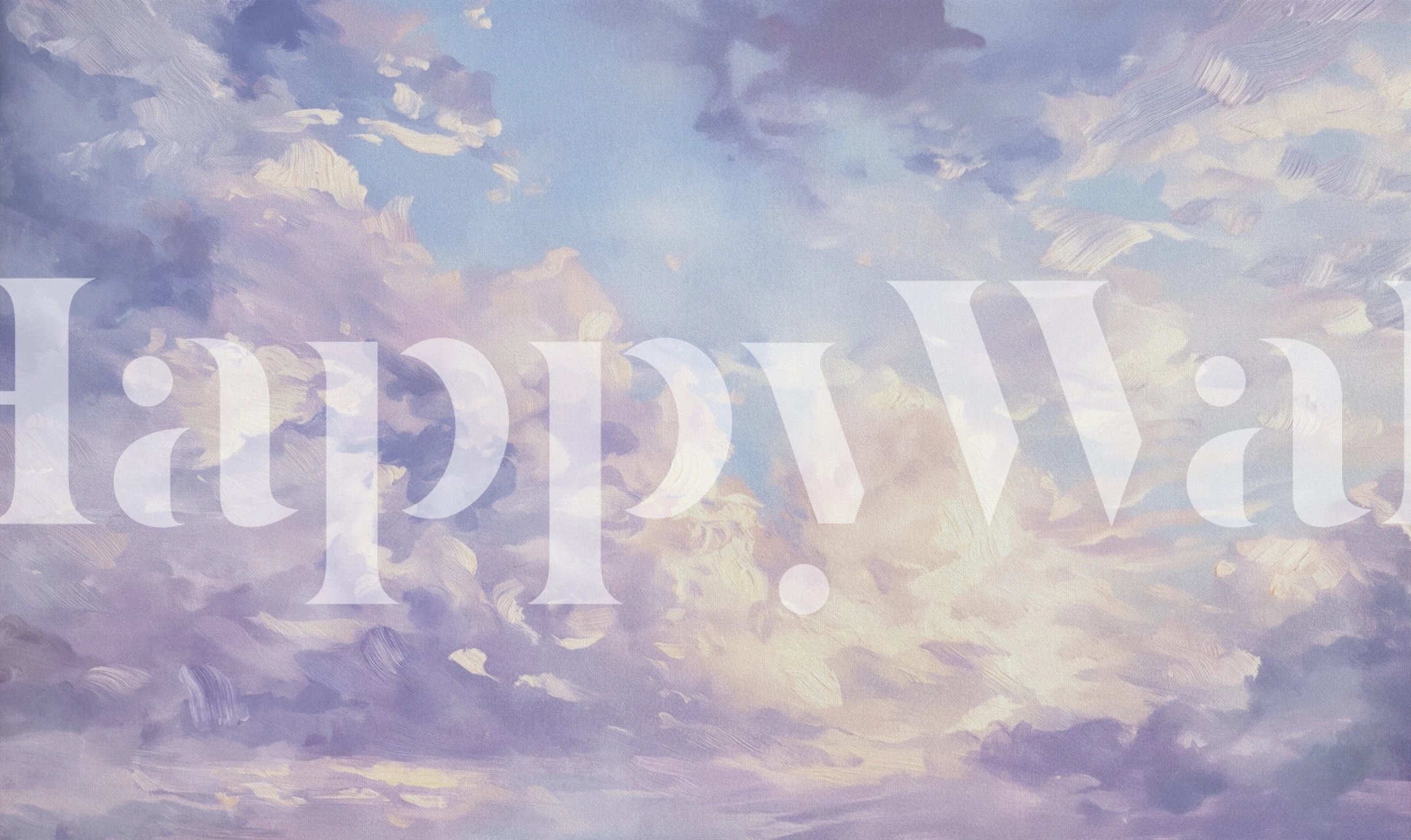 Lavender Dream Sky watercolor wall mural with soft pastel clouds