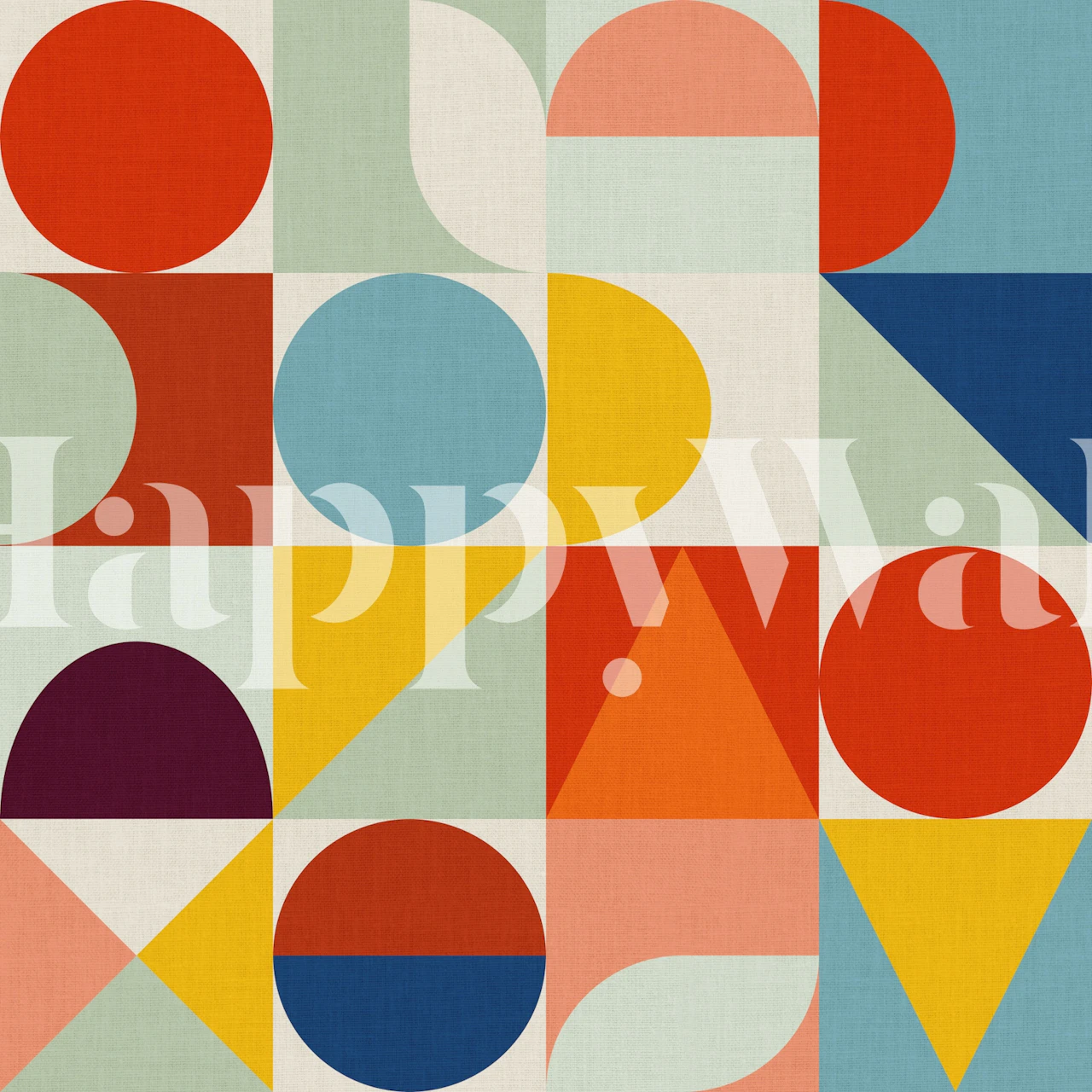 Mid Century Bauhaus Vivid 4 tapet i ett rum