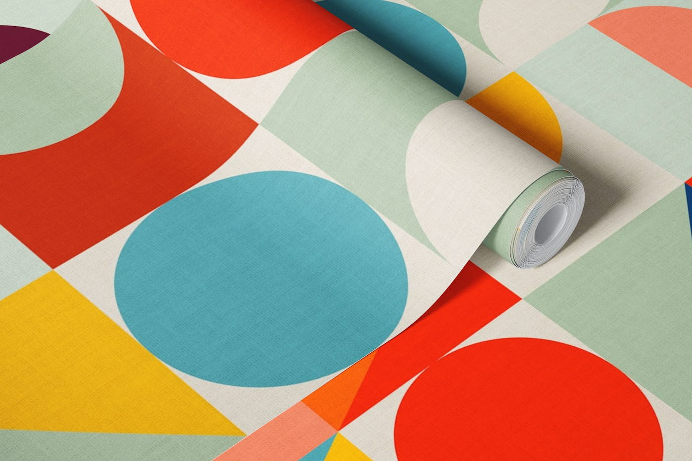 Mid Century Bauhaus Pattern wallpaper roll