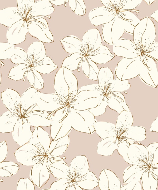 Tossed hand-drawn azalea flowers - muted pink