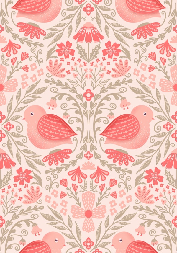 Baroque Peach Birds
