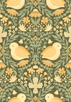 Baroque Yellow Birds papel de parede