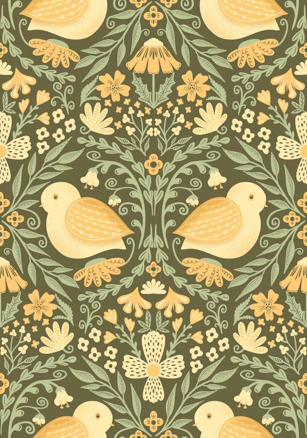 Baroque Yellow Birds
